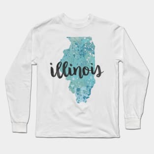 illinois - calligraphy and abstract state outline Long Sleeve T-Shirt